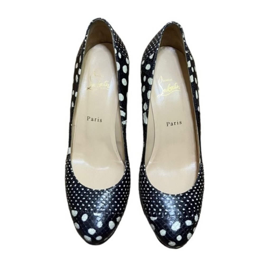 Christian Louboutin Spotter Pumps Watersnake Black White Snake Size 40.5 US 10.5